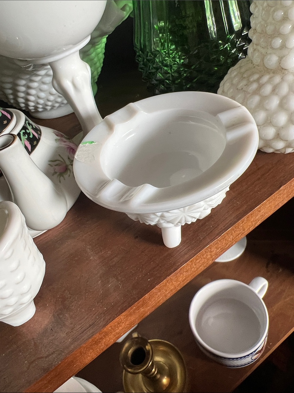 White Milk Glass Ashtray Bowl